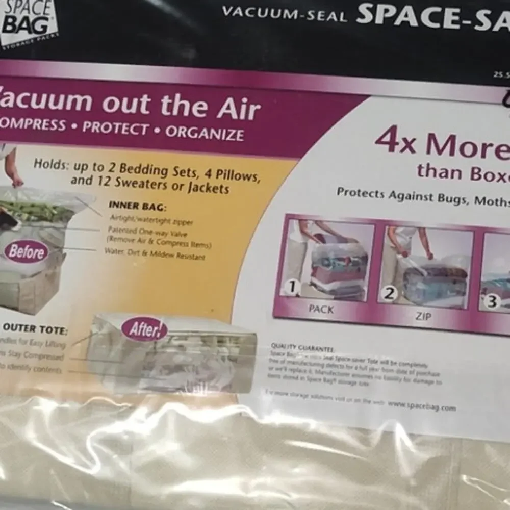 Space Bag Jumbo Vacuum Storage Tote Airtight Waterproof Zipper 25.5x19.75x10.5